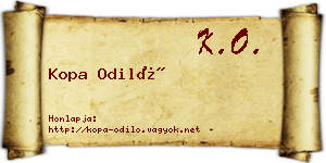 Kopa Odiló névjegykártya